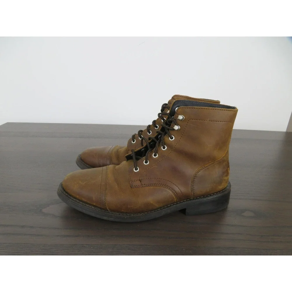 Thursday Boot Co Captain Boots Mens 9.5 Brown Leather Cap Toe Ankle Everyday